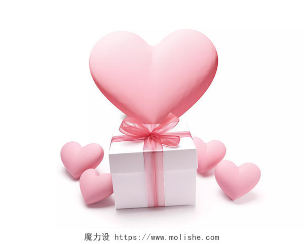 粉色爱心气球爱心礼盒礼物元素
